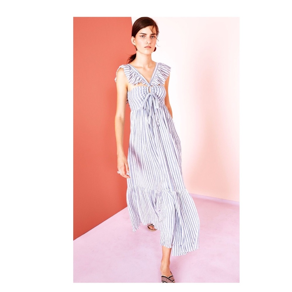 Ulla Johnson Blue and White Striped Maxi Dress